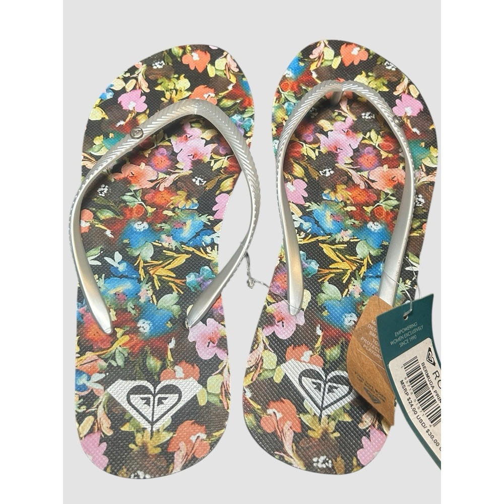 Roxy Flip Flops Womens‎ 9 Floral Sandals Beach Summer NWT